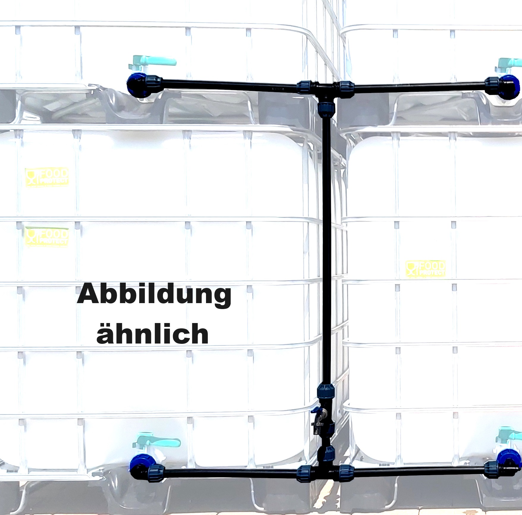 (Bild für) Verbindungsset 40 mm für 4 IBC Tanks im Block + 1" Auslaufhahn